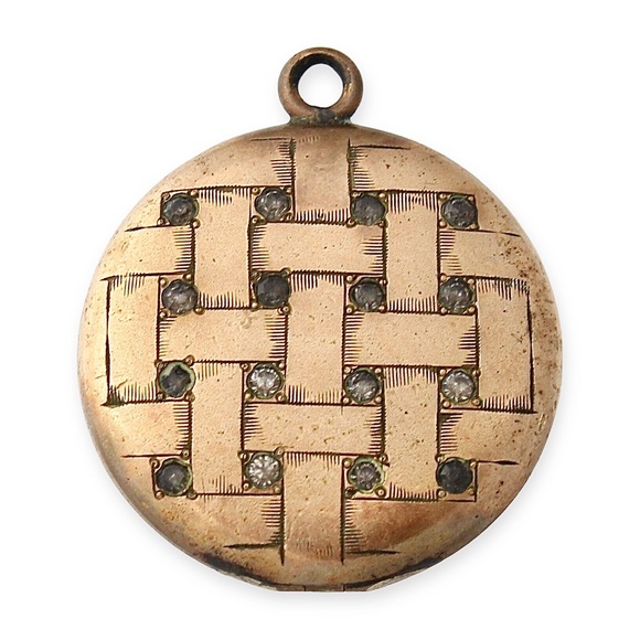 Antique Wightman & Hough Gold Filled Photo Locket with Paste Rhinestone W&H Co - Picture 1 of 7